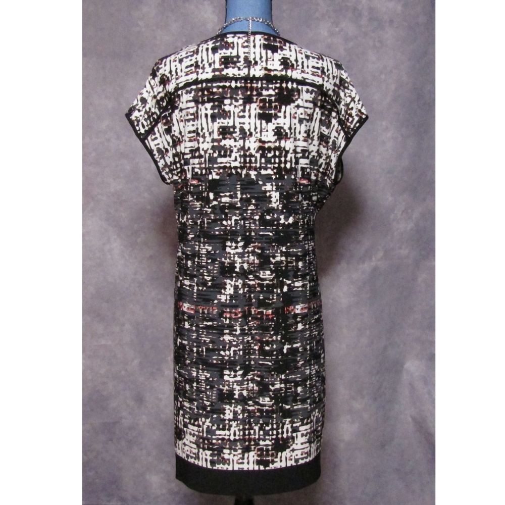 Metaphor Black Gray Abstract Print Shift Dress 12 - image 4